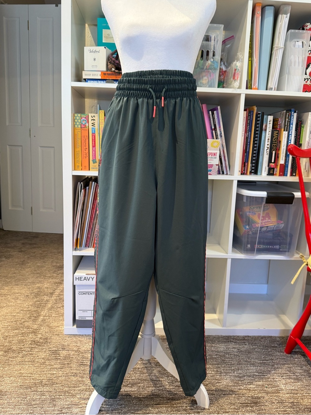Puma x Liberty Green Track Joggers with Pink Accent